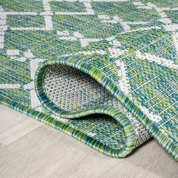 Ourika Moroccan Geometric Textured Weave Indoor/outdoor Square Rug